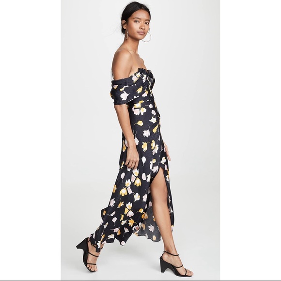 Self Portrait Off Shoulder Floral Printed Dress, Sz 4 - Picture 3 of 8